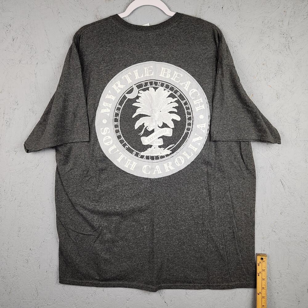 Myrtle Beach South Carolina Shirt Mens 2XL Gray Palmetto Seal Graphic Logo Y2k